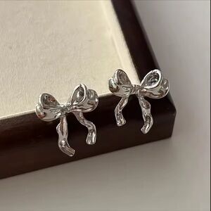 Elegant Silver Bow Earrings